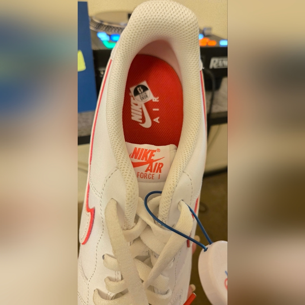 Nike Air Force 1'07 White Picante Red Size 13 Brand New No Box. *CLEAN*❤️🩹🤍 - Picture 8 of 9